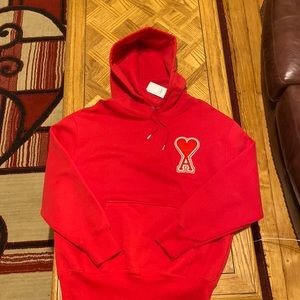 Alexandre Mattiussi (AMI) Red Ami de coeur Hooded Sweatshirt